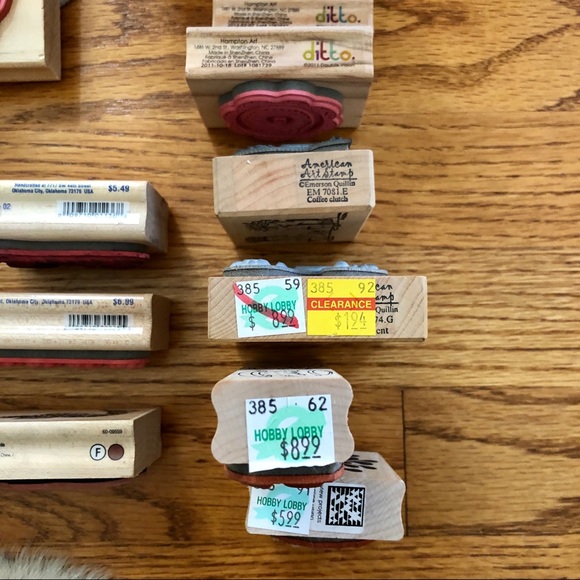 Set of 15 rubber stamps with wooden handles - Picture 6 of 8